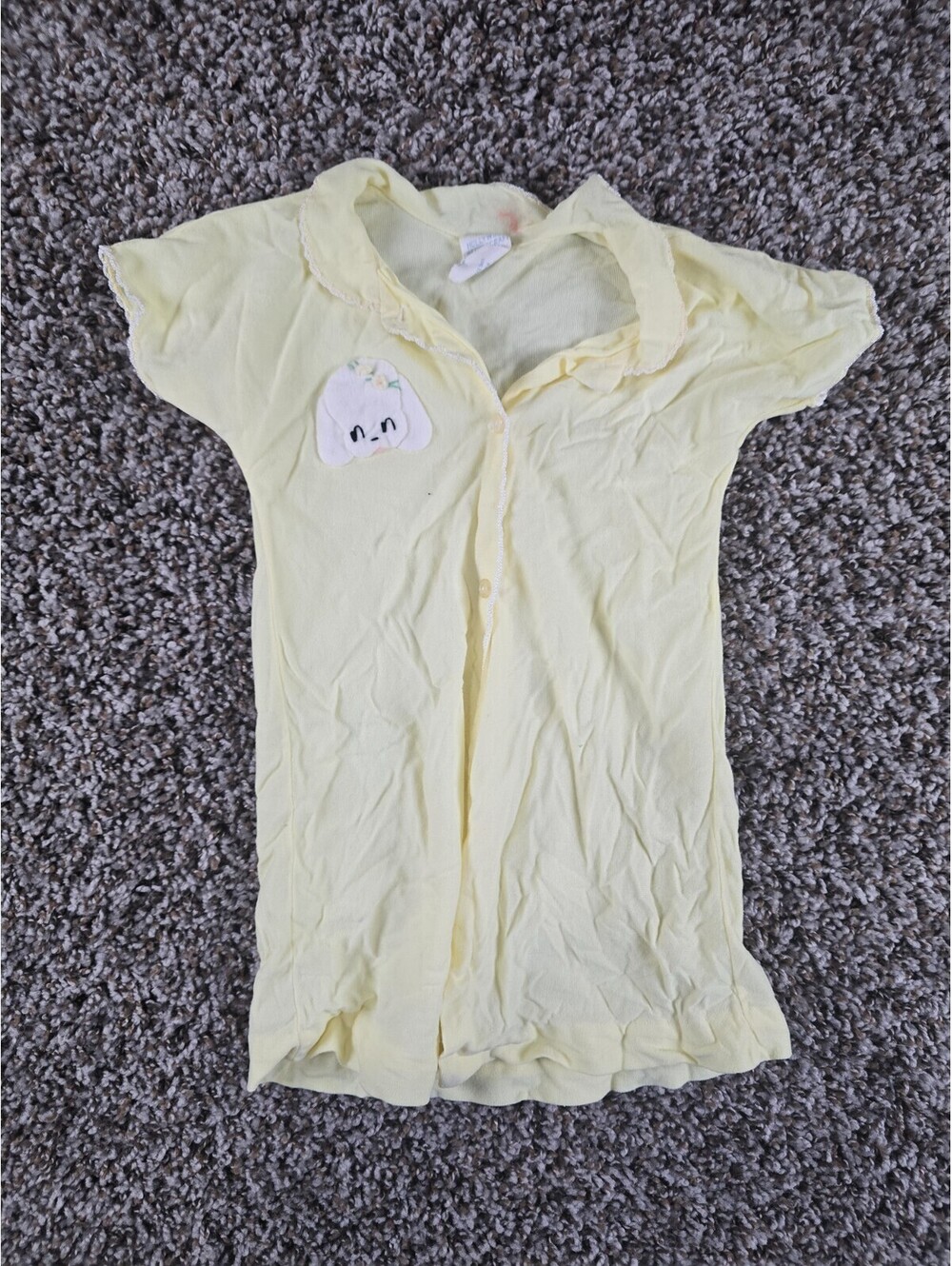 Vintage 1950s Hollywood Needlecraft Newborn Baby Gown Yellow Dog Embroidered